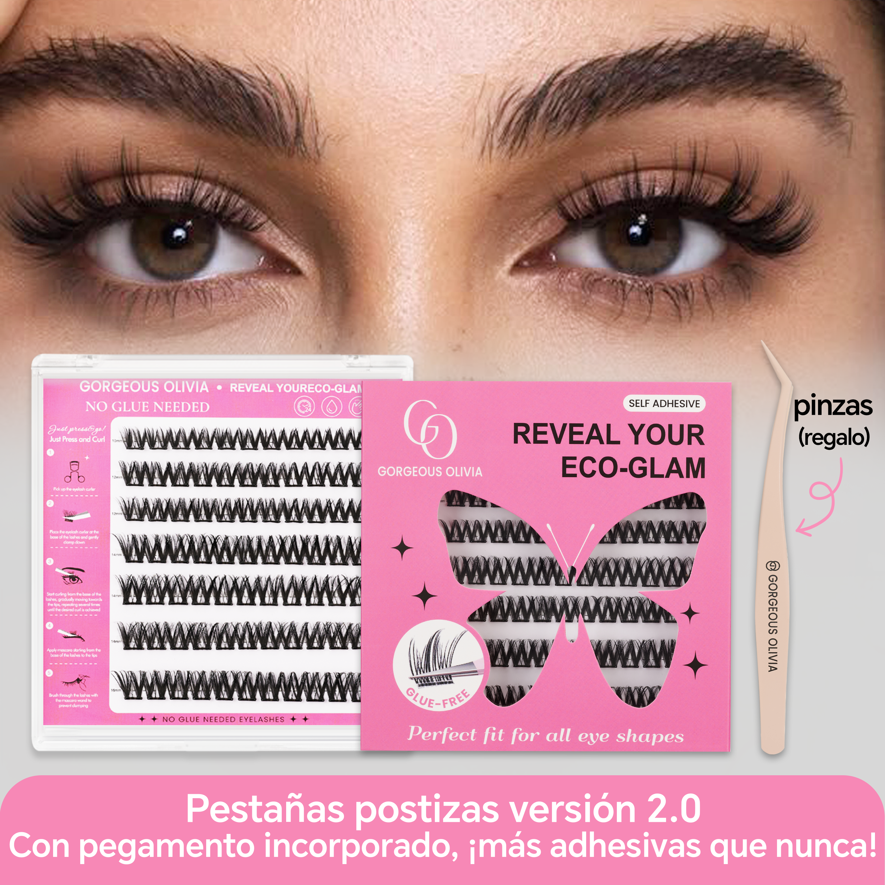 Self-Adhesive Cluster Eyelashes | Glue-Free, Easy & Natural
