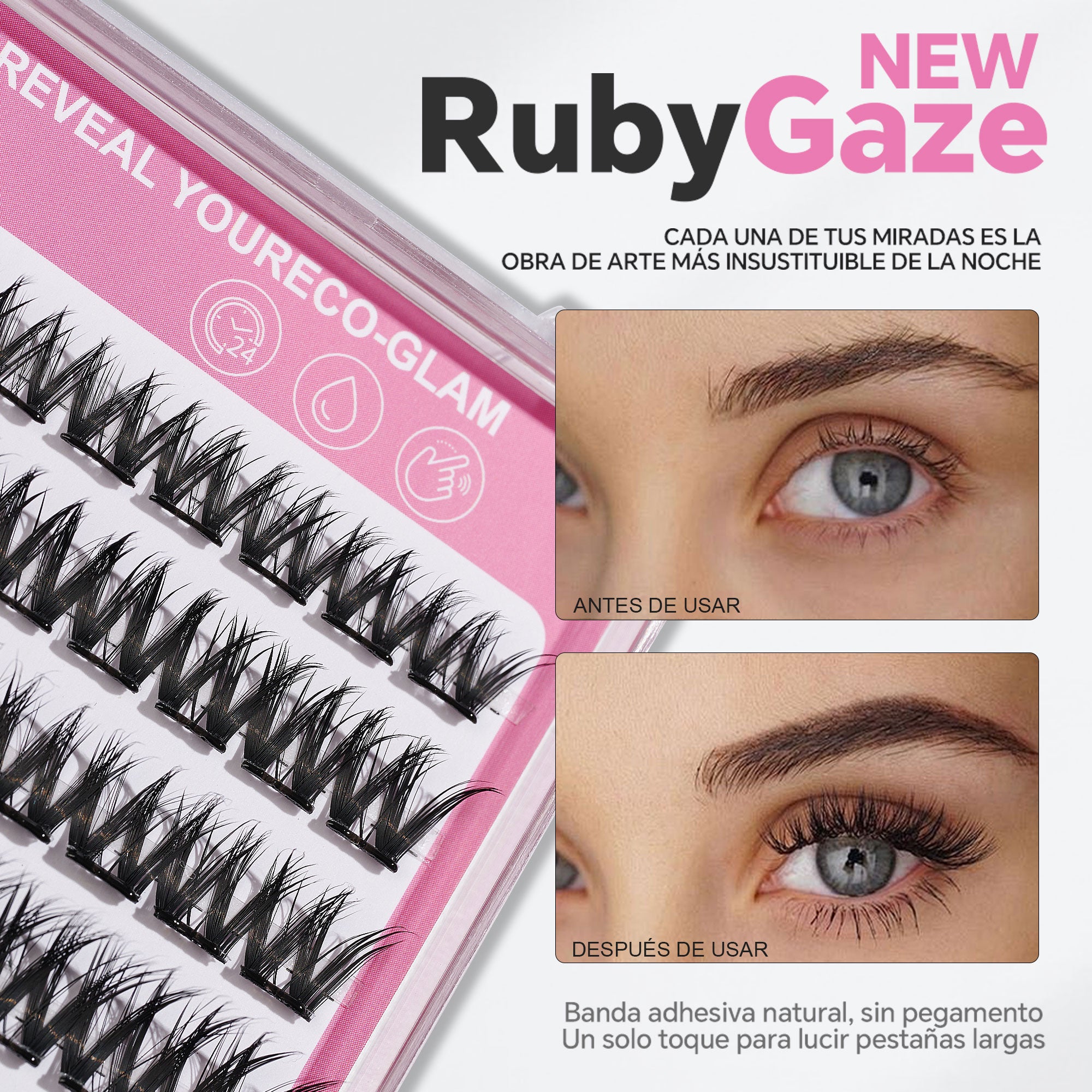 Self-Adhesive Cluster Eyelashes | Glue-Free, Easy & Natural
