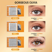 Gorgeous Olivia 3D lash cluster kit with self-adhesive technology