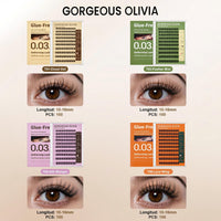 Gorgeous Olivia Air Series lash cluster kit with self-adhesive technology
