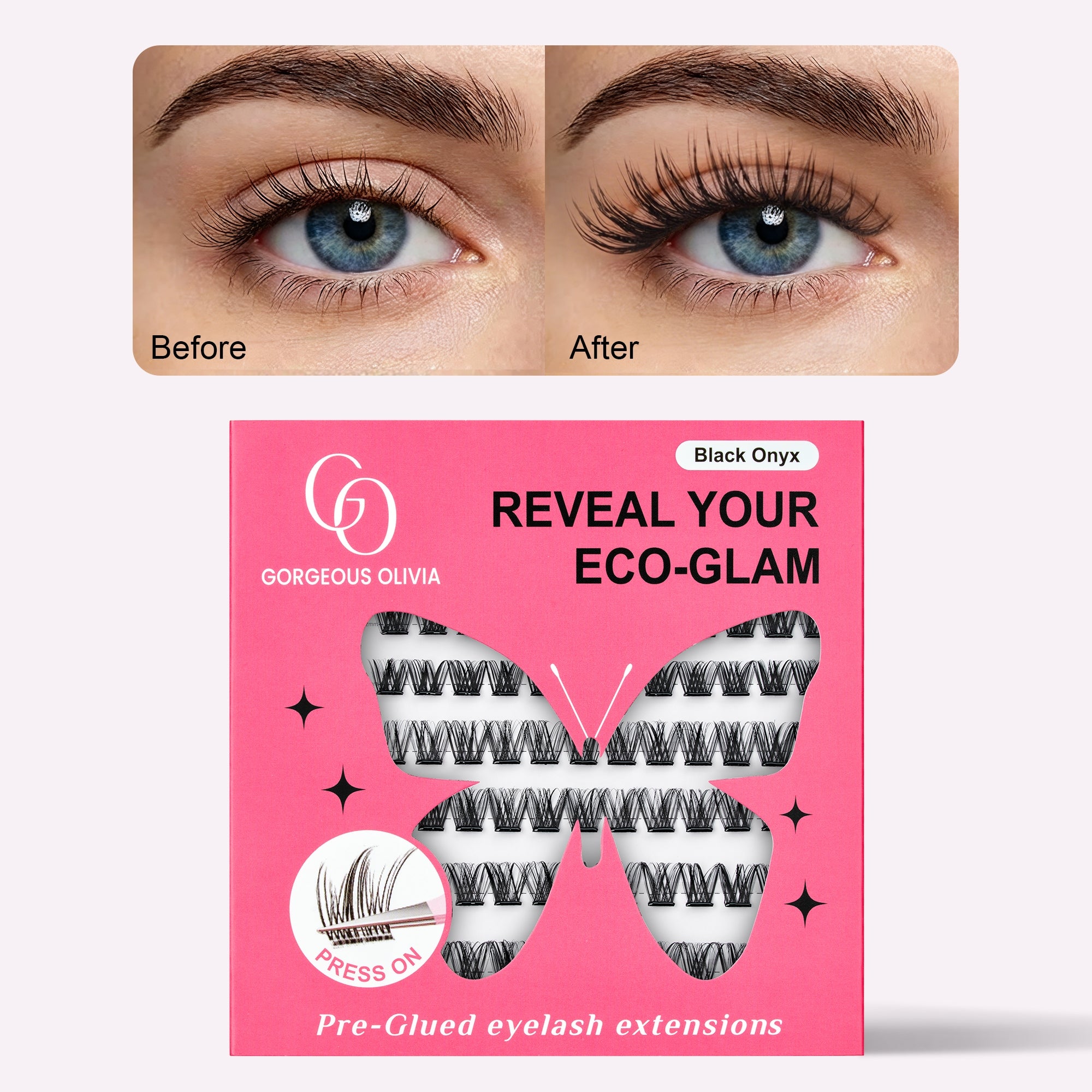 Gorgeous Olivia Black Onyx lash clusters with bold natural definition