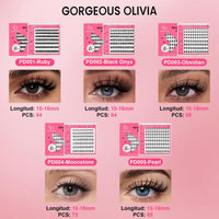 Gorgeous Olivia Gems Series lash cluster kit with self-adhesive technology