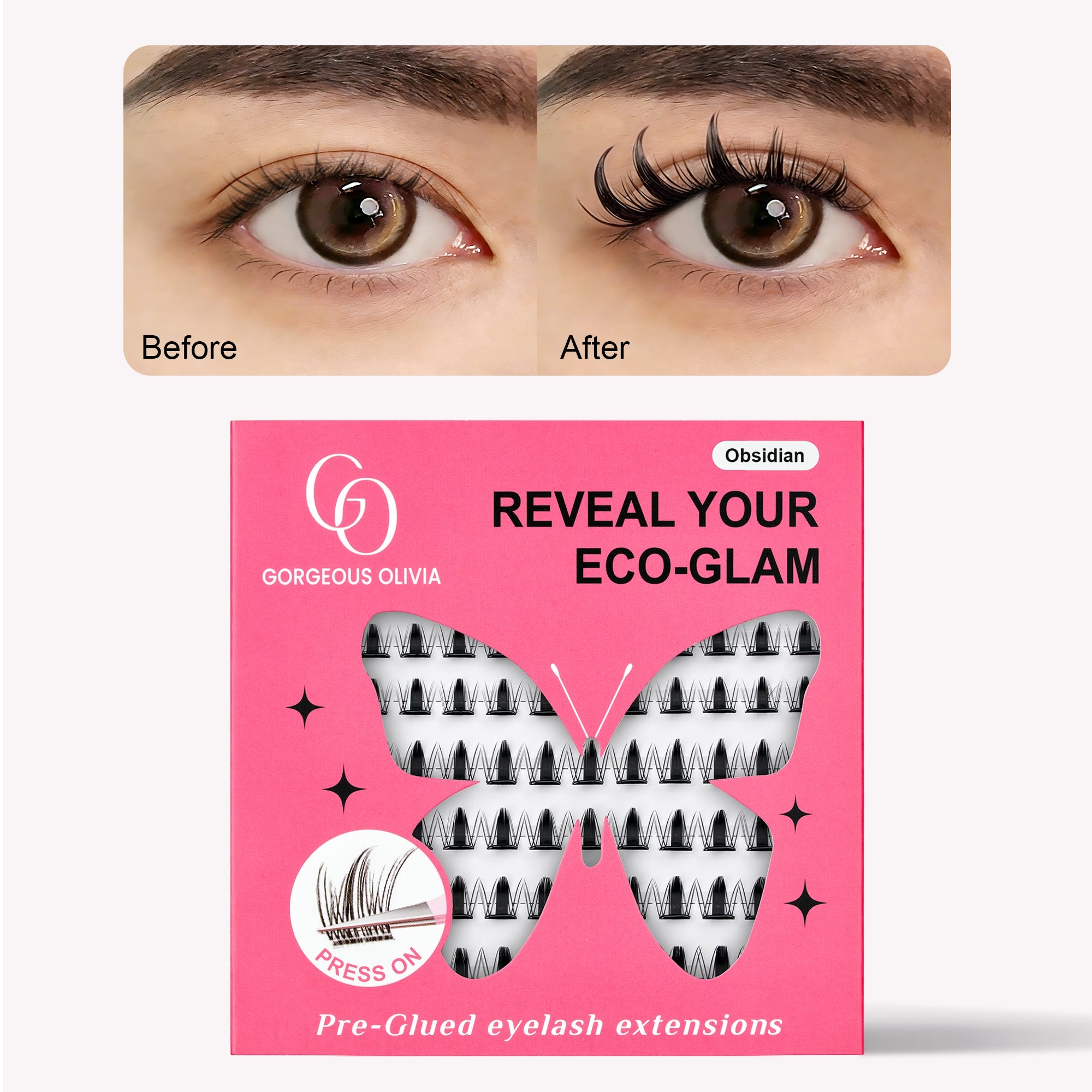 Self-Adhesive Cluster Eyelashes | Glue-Free, Easy & Natural