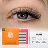 Gorgeous Olivia Ruby self-adhesive cluster lashes - natural glue-free false eyelashes on model eyes, lightweight and beginner-friendly for soft voluminous everyday glam, no glue needed, long-lasting comfort